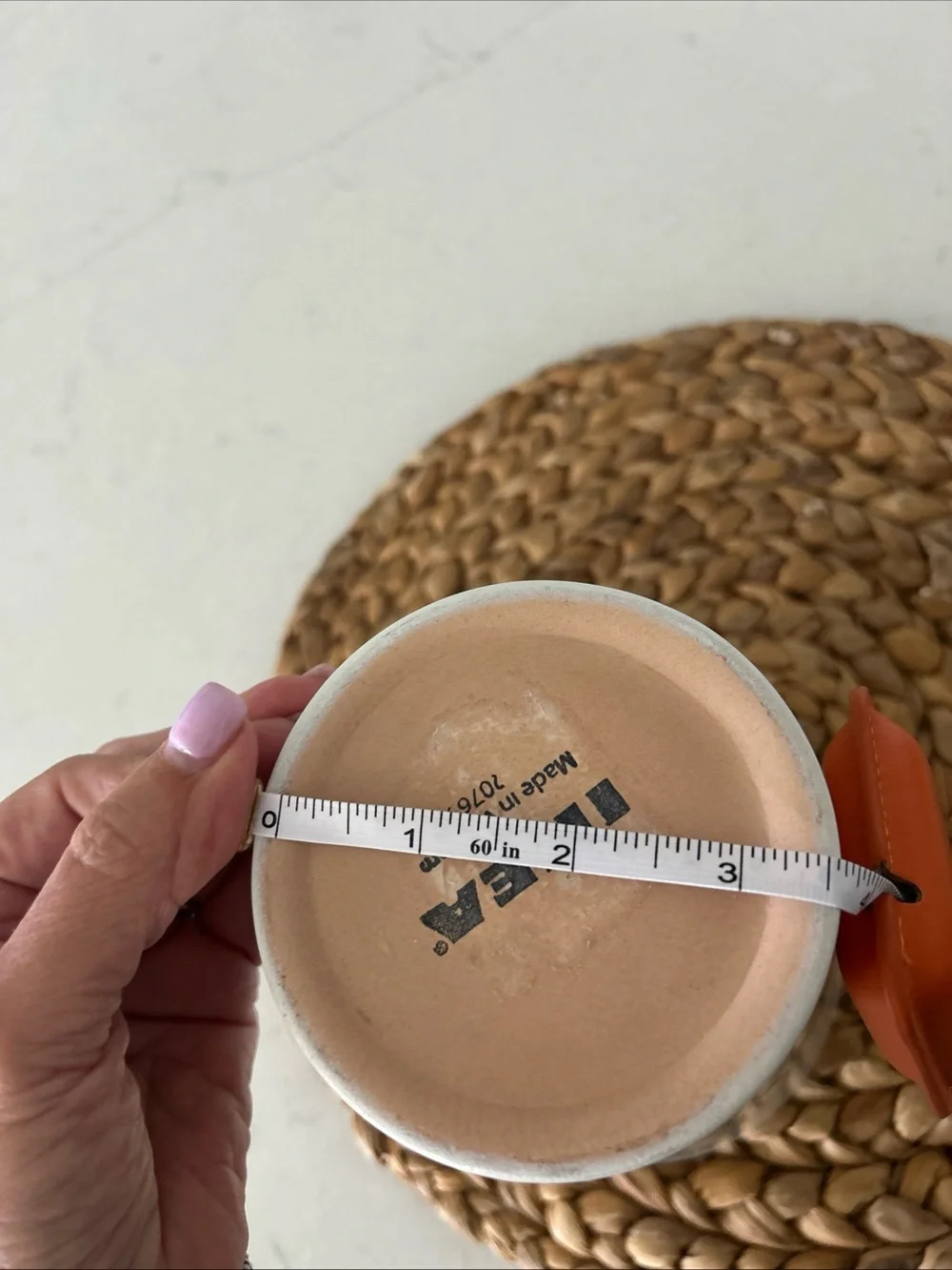 IKEA Cream Ceramic Vase with Natural Terracotta Base